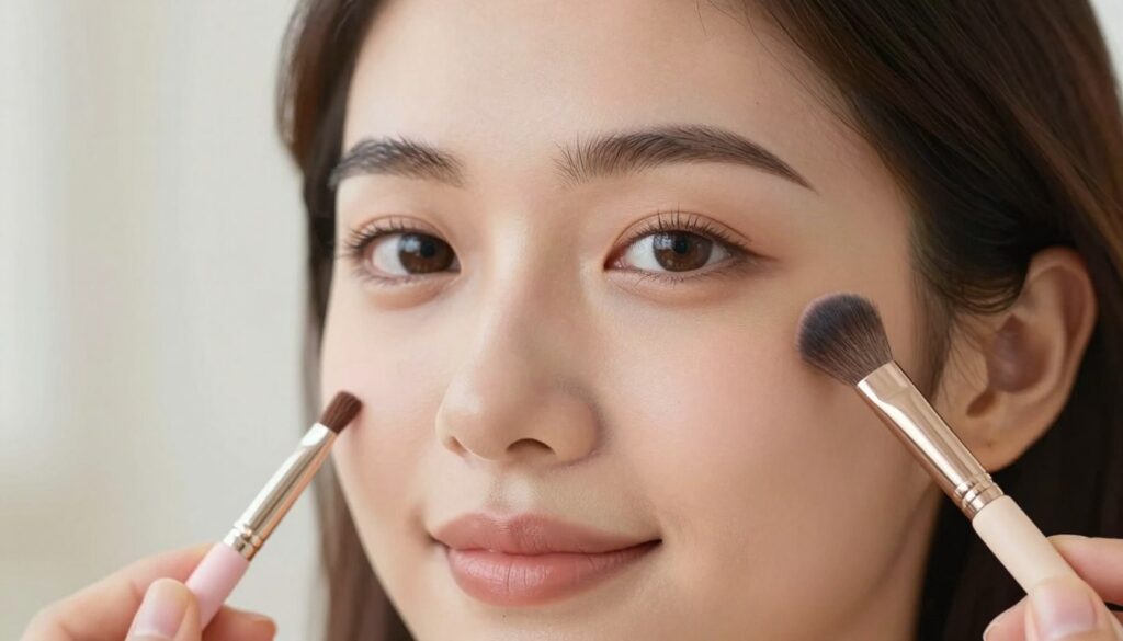 A close-up portrait of a woman's face, showcasing defined eyebrows and subtle lip enhancement. The woman has a natural beauty look, with soft, neutral makeup highlighting her features. In the foreground, the focus is on her perfectly manicured eyebrows, shaped elegantly, and her lips, painted in a soft, natural shade. The middle ground captures a makeup brush and eyebrow pencil in soft pastel colors, suggesting the tools of eyebrow and lip enhancement. The background is softly blurred, with warm, natural light illuminating the scene, creating an inviting and friendly atmosphere. The overall mood is fresh and approachable, emphasizing a daily makeup routine. The image has a smooth focus, reminiscent of a portrait taken with an 85mm lens, ensuring clarity and elegance. A close-up portrait of a woman's face, showcasing defined eyebrows and subtle lip enhancement. The woman has a natural beauty look, with soft, neutral makeup highlighting her features. In the foreground, the focus is on her perfectly manicured eyebrows, shaped elegantly, and her lips, painted in a soft, natural shade. The middle ground captures a makeup brush and eyebrow pencil in soft pastel colors, suggesting the tools of eyebrow and lip enhancement. The background is softly blurred, with warm, natural light illuminating the scene, creating an inviting and friendly atmosphere. The overall mood is fresh and approachable, emphasizing a daily makeup routine. The image has a smooth focus, reminiscent of a portrait taken with an 85mm lens, ensuring clarity and elegance.